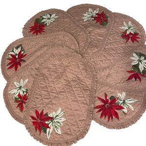 Set Of 8 vintage handmade 90s ralph Lauren Christmas style placemats pink mauve